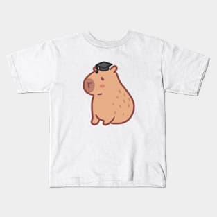 cute capybara wearing a graduation cap Kids T-Shirt